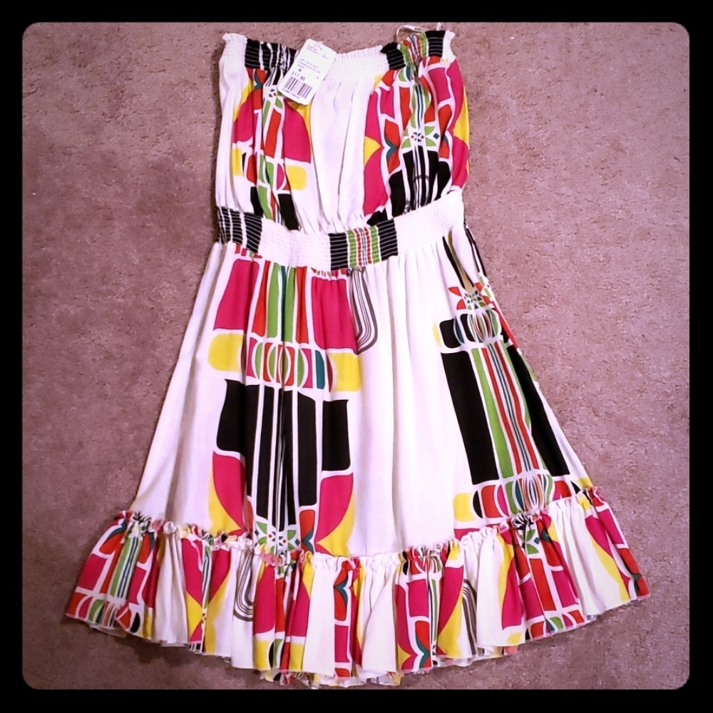 Colorful Strapless Dress